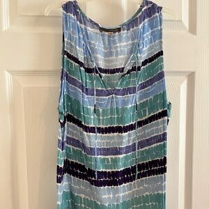 Sleeveless blue multi color blouse